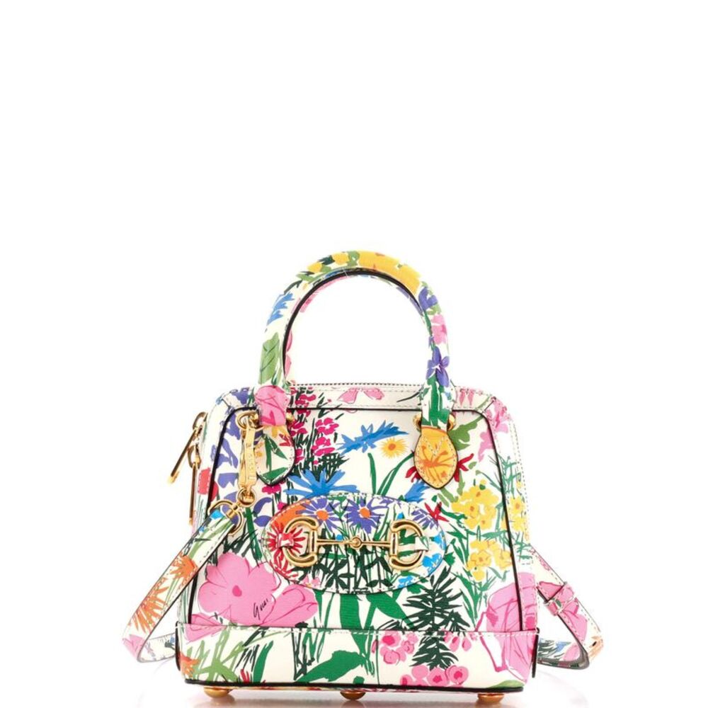 Gucci x Ken Scott Horsebit 1955 Top Handle Bag Printed Leather Mini Multicolor